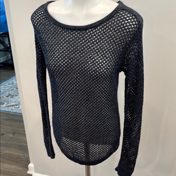 Trouvé XS Black Metallic Mesh Long Sleeve Sweater - Picture 3 of 8